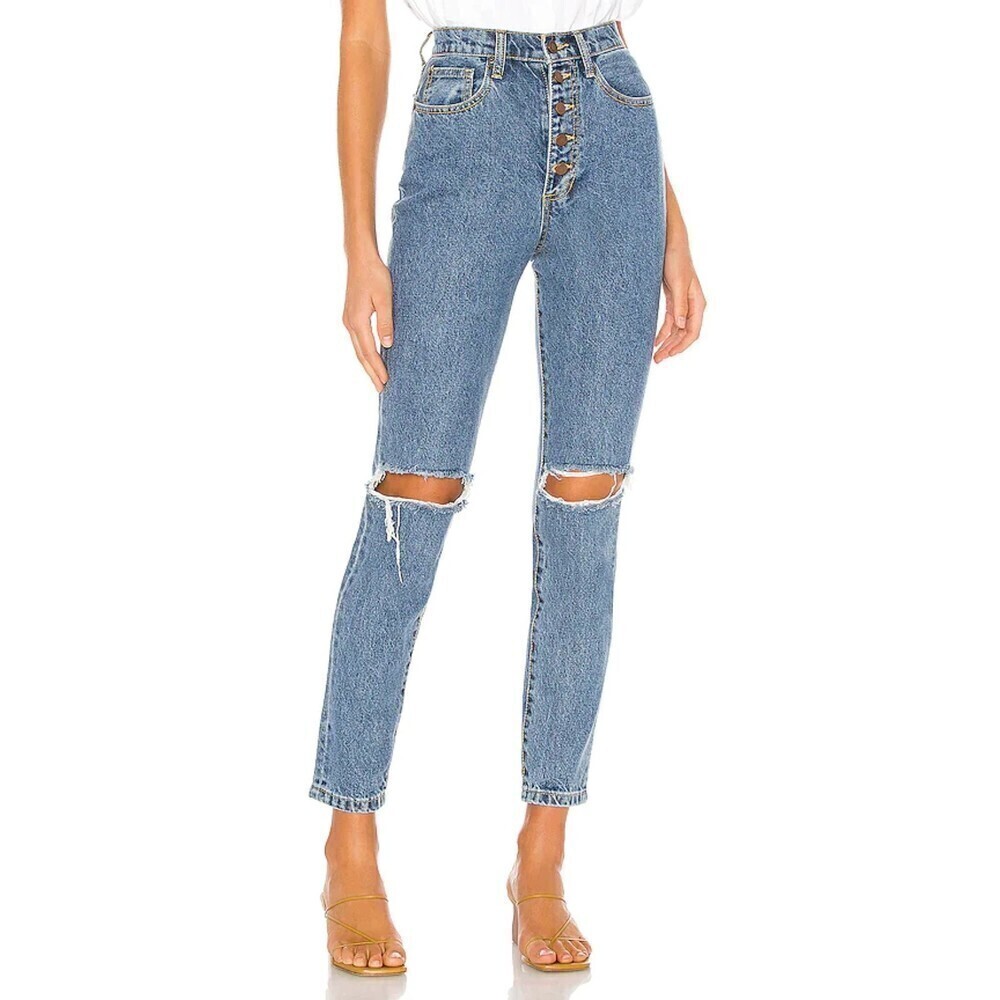 NWT WEWOREWHAT The Danielle High Rise Vintage Straight Distressed Denim Size 28